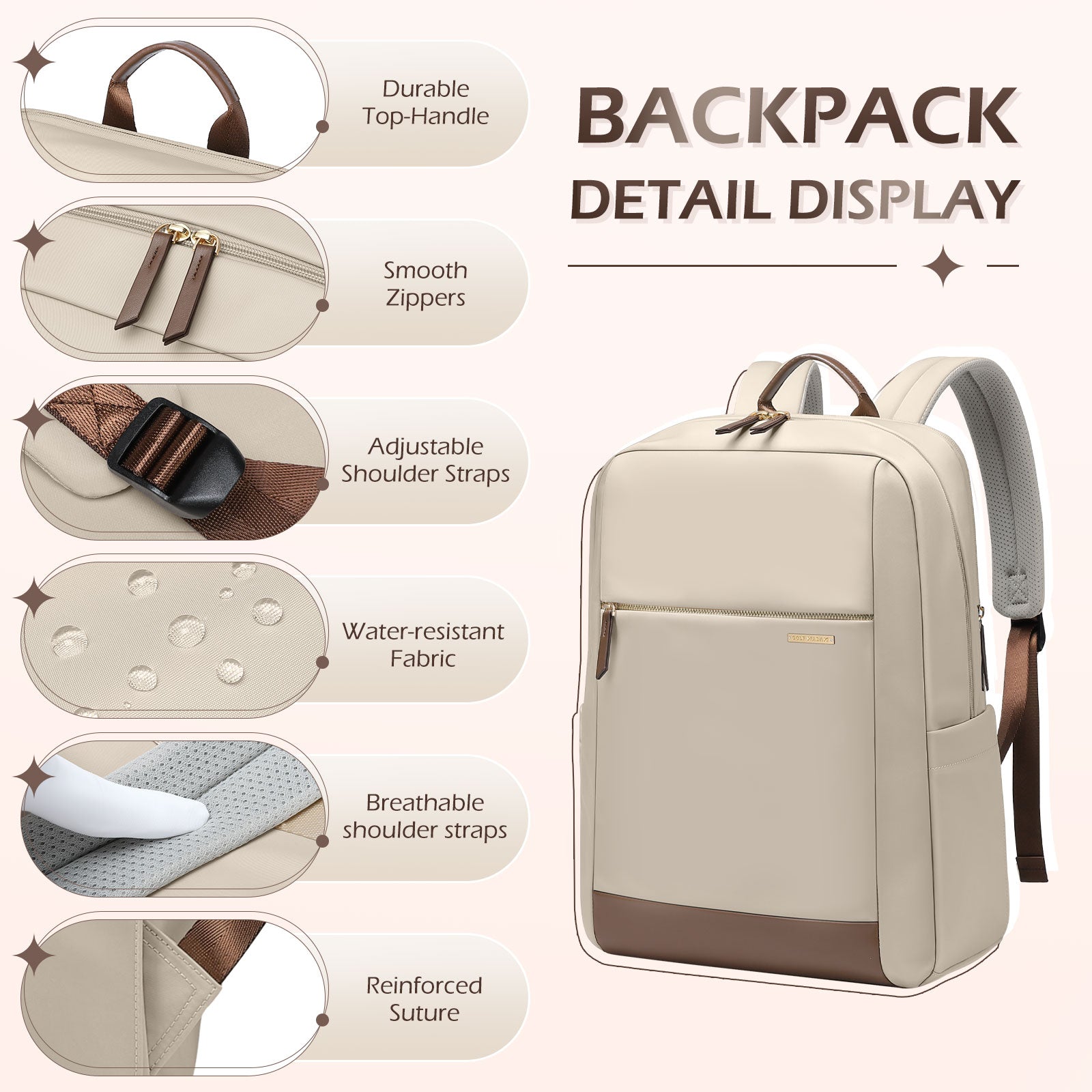 Laptop Backpack for Women - Business Travel Anti Theft Laptop Bag Backpack Water Resistant College Computer Backpacks for Men Women Fits 14Inch Notebook (Black)