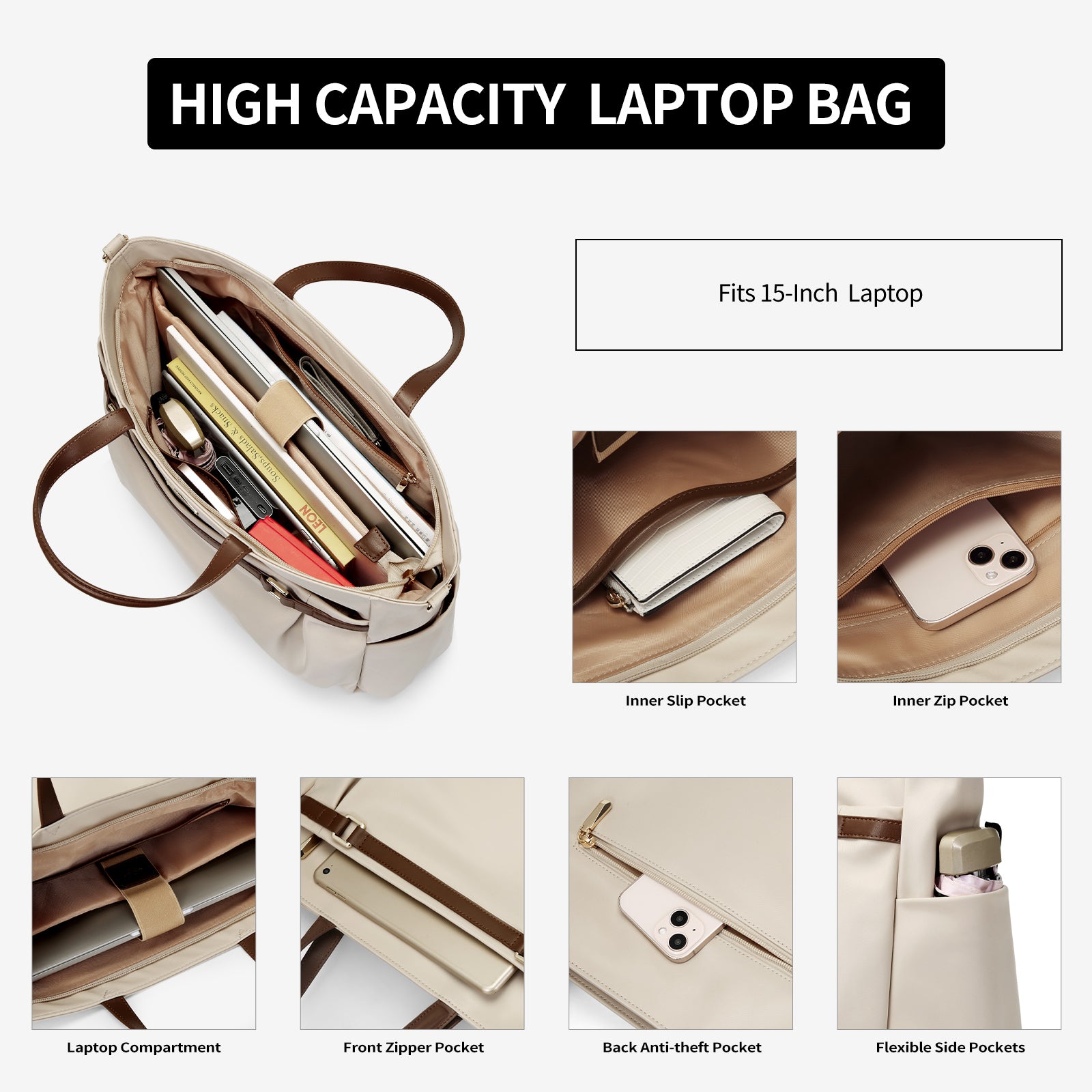 Portable 15-Inch Laptop Tote Bag