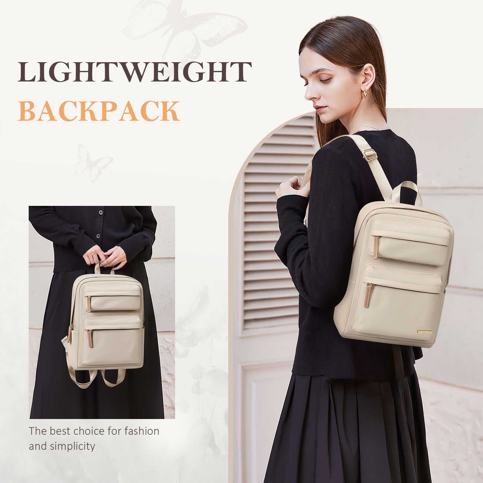 Mini Backpack for Women Lightweight Small Waterproof Backpack Purses Daily Daypack,fit 10.2Inch iPad,Apricot