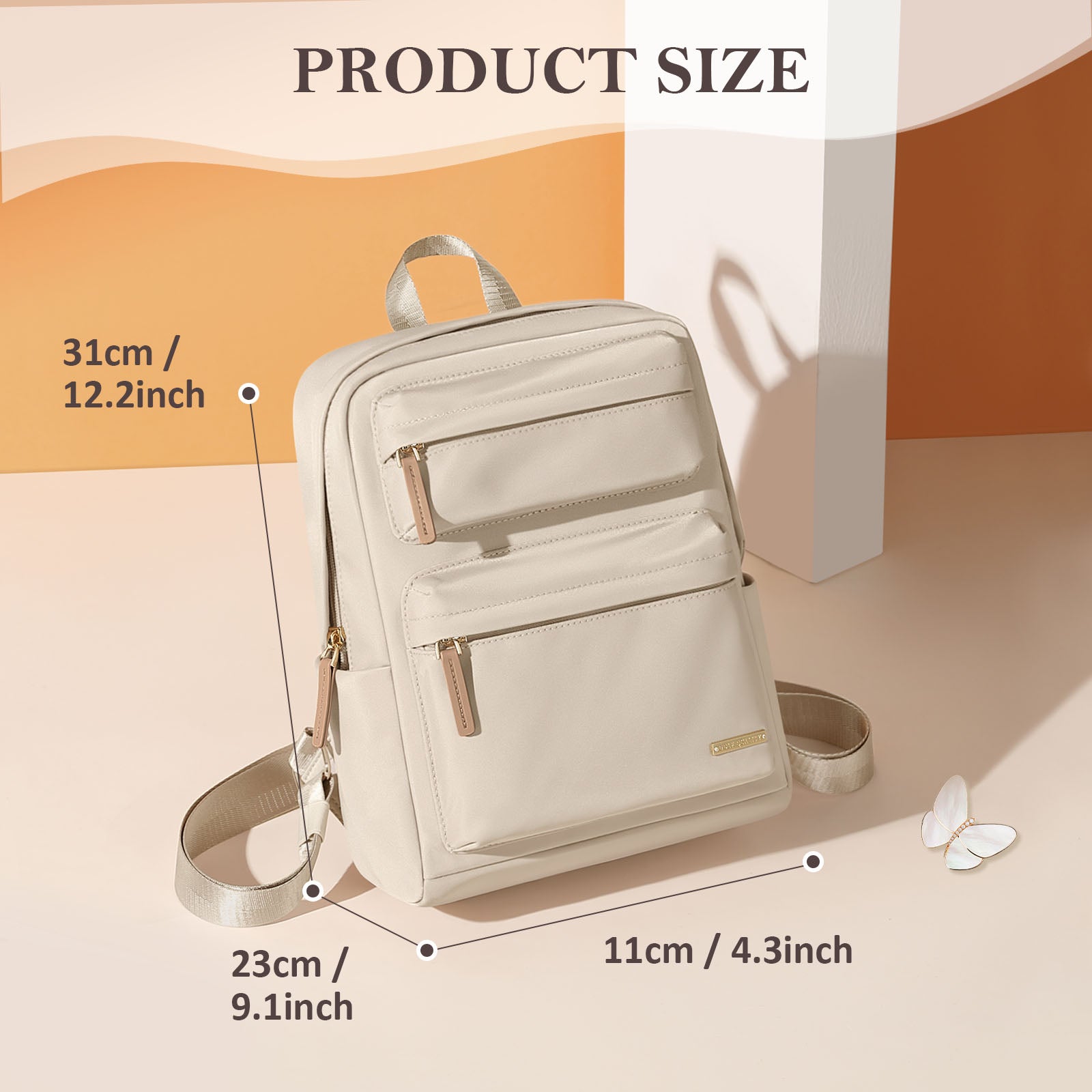 Mini Backpack for Women Lightweight Small Waterproof Backpack Purses Daily Daypack,fit 10.2Inch iPad,Apricot