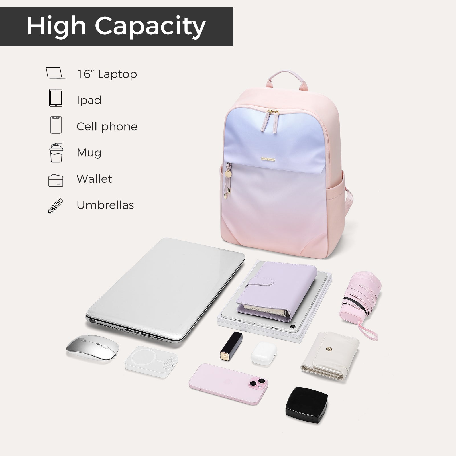 Sac à dos multifonction pour ordinateur portable 18,9 L