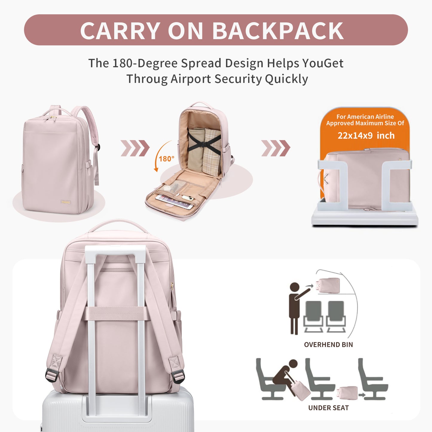 GOLF QUALITY Laptop Backpack, Travel Laptop Backpack for Women Water-Resistant Bookbag for 17.3 Inch Laptop